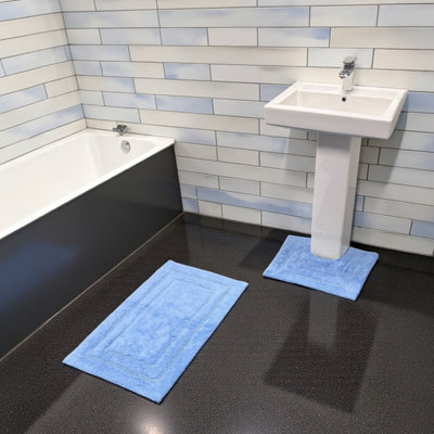 Showerdrape Pinnacle Cobalt 2 Piece Cotton Bath Mat Set DIY at B&Q