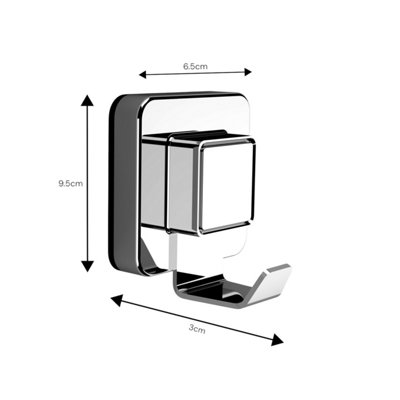 Showerdrape Pushloc Chrome Steel Suction Wall Mounted Robe Hook