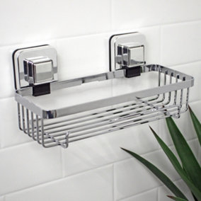 Showerdrape Pushloc Stainless Steel Suction Wall Mounted Rectangular Basket