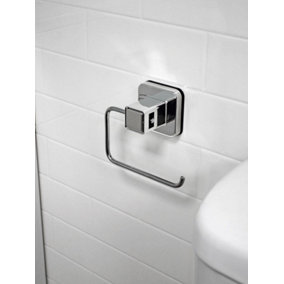 Showerdrape Pushloc Stainless Steel Suction Wall Mounted Toilet Roll Holder
