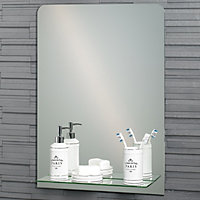 Showerdrape Rochester Rectangular Frameless Bathroom Mirror With Vanity Shelf (L)700mm (W)500mm