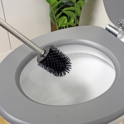 Showerdrape Rondo Black Toilet Brush & Holder With Silicone Head
