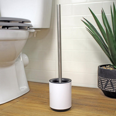 Showerdrape Rondo Collection White Toilet Brush & Holder