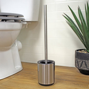 Showerdrape Rondo Satin Toilet Brush & Holder With Silicone Head