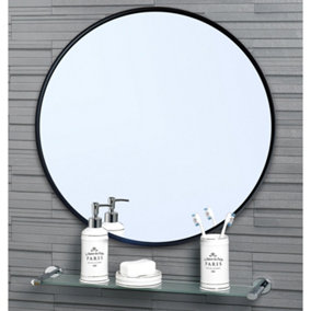 Showerdrape Round Black Metal Framed Bathroom Mirror (L)400mm (W)400mm