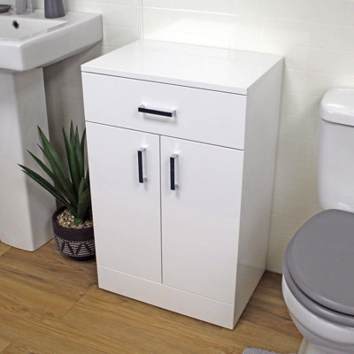 Showerdrape Salerno High Gloss White Bathroom Double Door Cabinet