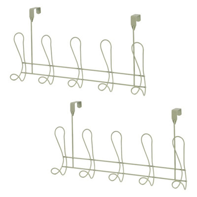 Showerdrape Set of 2 Lyrical Sage Green Over Door Bathroom Robe Hooks