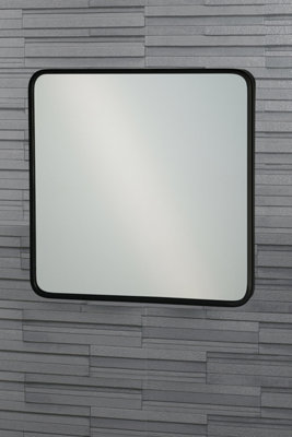 Showerdrape Shoreditch 40 x 40cm Square Bathroom Mirror with Black Frame