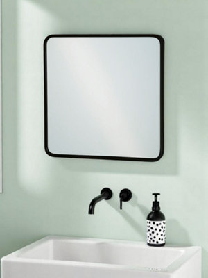 Showerdrape Shoreditch Square Wall Mounted Black Framed Bathroom Mirror 40 x 40cm