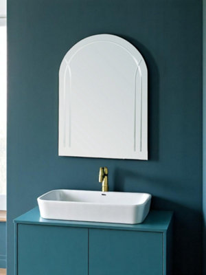 Showerdrape Soho Arched Oval Wall Mounted Frameless Diamond Cut Bathroom Mirror 60 x 45cm