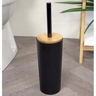 Showerdrape Sonata Black & Bamboo Collection Toilet Brush & Holder