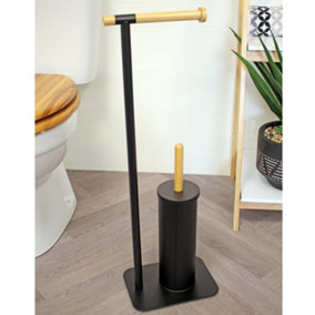 Showerdrape Sonata Black Toilet Roll & Toilet Brush Holder