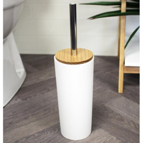 Showerdrape Sonata White & Bamboo Toilet Brush & Holder
