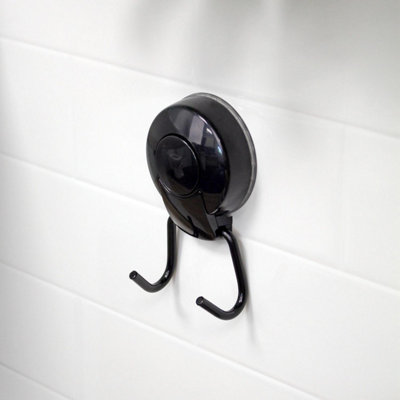 Showerdrape SuctionLoc Black Stainless Steel Suction Wall Mounted Robe Hook