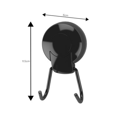 Showerdrape SuctionLoc Black Stainless Steel Suction Wall Mounted Robe Hook