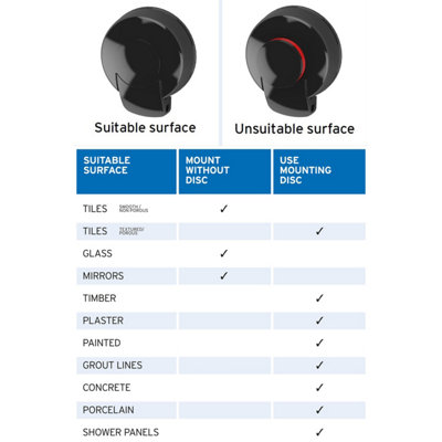 Showerdrape SuctionLoc Black Steel Suction Wall Mounted Robe Hook