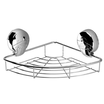 Bath Bliss Suction Cup Bathroom Corner Shelf Basket in Chrome - 8.19 x  8.19 x 2.76 - Bed Bath & Beyond - 34654907