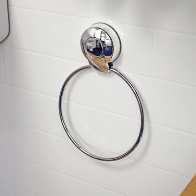 Showerdrape Suctionloc Chrome Steel Suction Wall Mounted Towel Ring