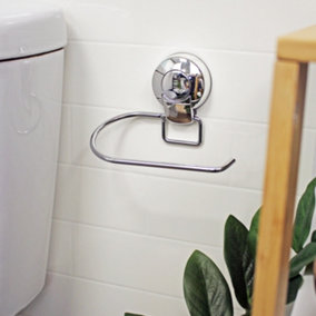 Showerdrape Suctionloc Chrome Toilet Roll Holder Wall Mounted