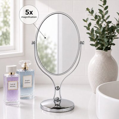 Showerdrape Triton 5x Magnifying Chrome Oval Makeup Vanity Mirror