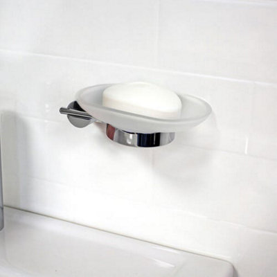 Showerdrape Vitality Chrome Stainless Steel & Frosted Glass Wall Mounted Soap Dish