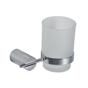 Showerdrape Vitality Chrome Stainless Steel & Frosted Glass Wall Mounted Toothbrush Holder