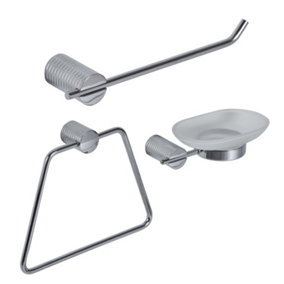 Showerdrape Vitality Chrome Stainless Steel Wall Mounted 3 Piece Bathroom Accessory Set