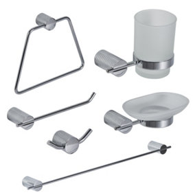 Showerdrape Vitality Chrome Stainless Steel Wall Mounted 6 Piece Bathroom Accessory Set