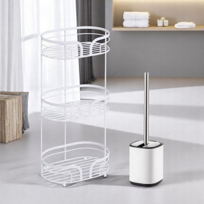 Showerdrape White Bathroom Accessories Set Floor Caddy with Toilet ...