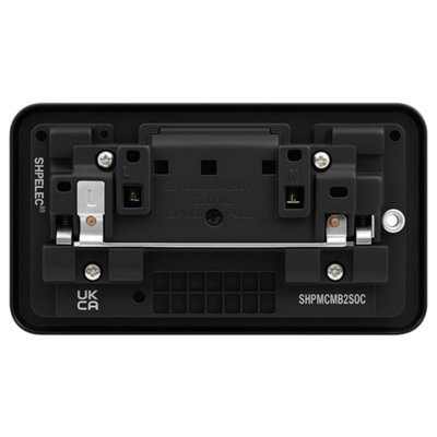 SHP Double Switched Socket 13A Matt Black Metal Clad 2 Gang Plug Outlet ...