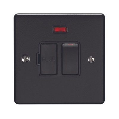SHPELEC 13AMP DP SWITCHED FUSE SPUR WITH NEON MATT BLACK