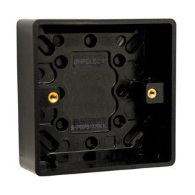 SHPELEC Black Surface Mounted Pattress Box - 1 Gang, Stylish and Durable Box for Mounting Electrical Devices, BS 5733 Comp