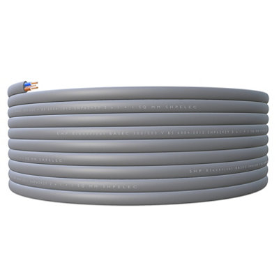 SHPELEC Electrical Grey Twin and Earth 6242YH Cable - 1.0mm Mains Socket Ring Twin and Earth 6242YH Cable - 100m