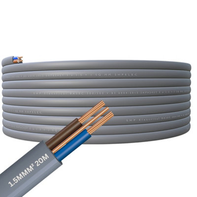 SHPELEC Electrical Grey Twin and Earth 6242YH Cable - 1.5mm Lighting LED Twin and Earth 6242YH Cable - 20m