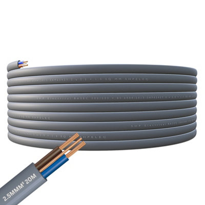SHPELEC Electrical Grey Twin and Earth 6242YH Cable - 2.5mm Mains Socket Ring Twin and Earth 6242YH Cable - 20m