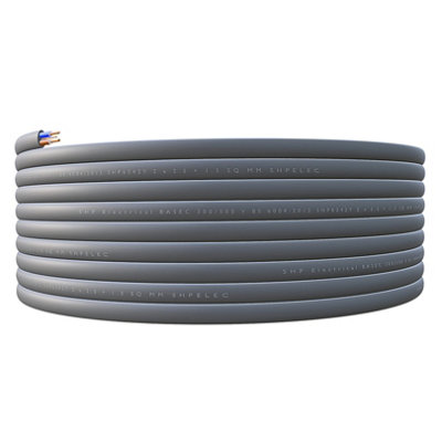 SHPELEC Electrical Grey Twin and Earth 6242YH Cable - 2.5mm Mains Socket Ring Twin and Earth 6242YH Cable - 25m