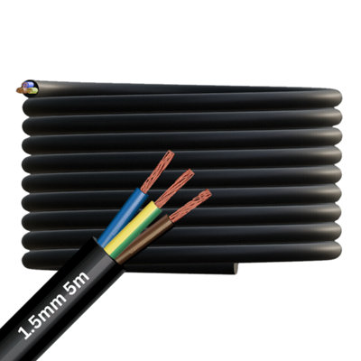 SHPELEC FLEXIBLE Black Cable 3183Y 1.5mm BASEC Approved Black PVC LED Lighting 5m