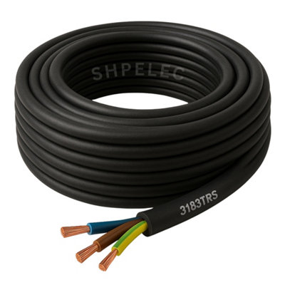 SHPELEC H05RR-F 3 Core Flexible Rubber Cable - Premium Electrical Wire for Indoor and Outdoor Use - 2.5mm 10m
