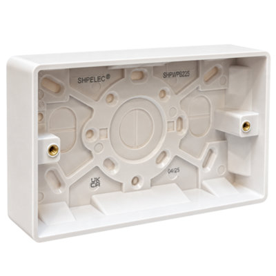 SHPELEC White Curved Edge 2 Gang Surface Pattress Box, 25mm Deep - 146 ...
