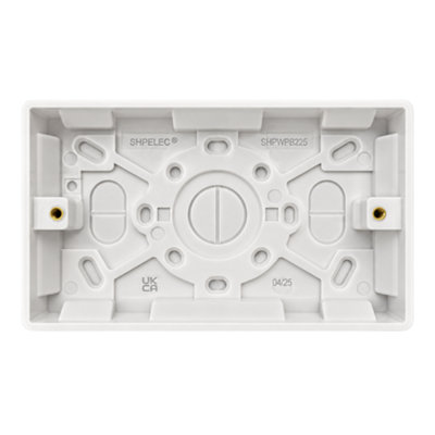 SHPELEC White Curved Edge 2 Gang Surface Pattress Box, 25mm Deep - 146 ...