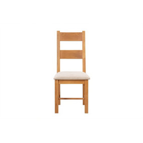 Shrewsbury Pair of Rustic Dining Chairs - Fabric Seat - D45 x W53 x H105 cm - Oak
