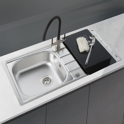SIA 1.0 Bowl Reversible Stainless Steel Kitchen Sink And Waste Kit W965 x D500mm
