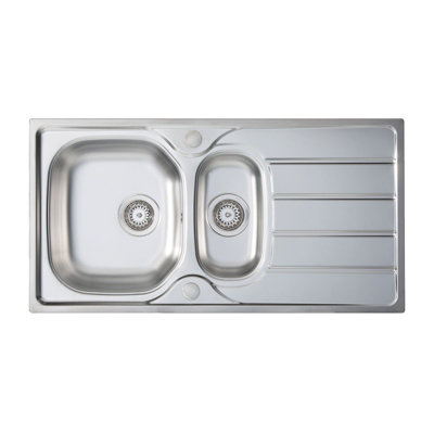 SIA 1.5 Bowl Reversible Stainless Steel Kitchen Sink And Waste Kit W965 x D500mm Price Comparisons | Compare The Build