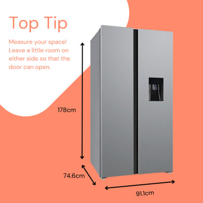 SIA 2 Door American Fridge Freezer In Silver, 627L - SAFF646IX