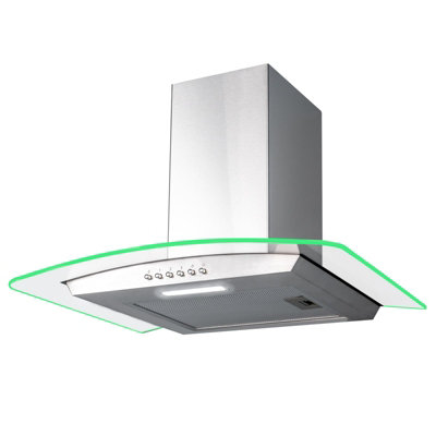 SIA 70cm 3 Colour LED Curved Glass Cooker Hood Extractor Fan in ...