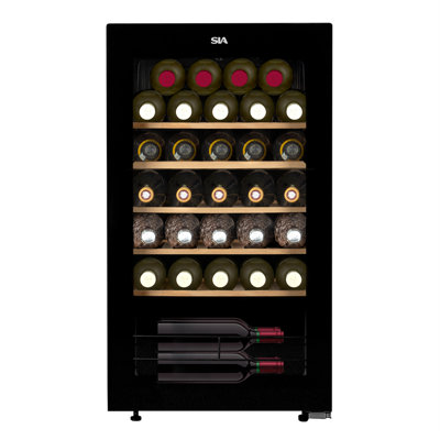 SIA 90L Freestanding 34 Bottle Wine Cooler Chiller in Black - HSWC90BL/G
