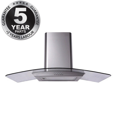 SIA CGH110SS 110cm Stainless Steel Curved Glass Cooker Hood Extractor Fan