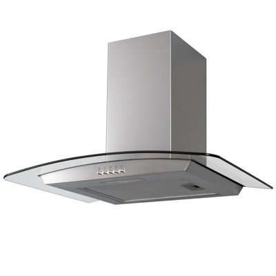 Curved glass deals cooker hood