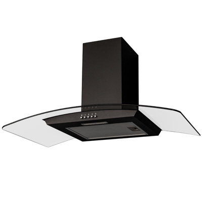 90cm black deals chimney cooker hood