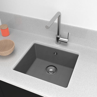 SIA EVOGR 1.0 Bowl Grey Composite Inset / Undermount Kitchen Sink And Waste Kit